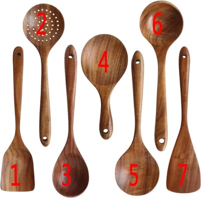 7-delige Houten Keukengerei Set – Houten Lepels voor Koken en Anti-aanbakpannen – Ideaal als Cadeau