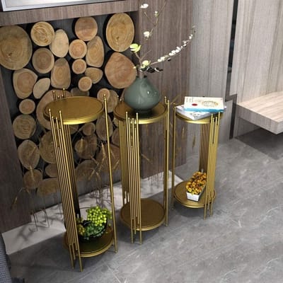 Plantenstandaard 2 niveaus - Bloemenrek - Decoratief Presenteren - Gouden metalen frame - 70 cm - Goud