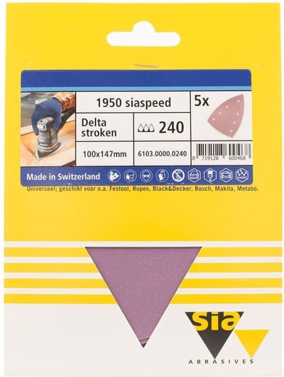 Sia siaspeed schuurpapier delta 7-gaats P240 - 100 mm. x 147 mm. (5 stuks)