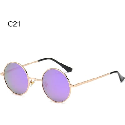 Gepolariseerde kleine ronde zonnebril Retro kleurrijke metalen punk tinten UV400 bescherming Brillen voor mannen en vrouwen C21 pink