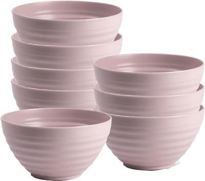 Plasticforte Soepkommen - 8x - D15 x H8 cm - oud roze - kunststof - onbreekbaar - servies
