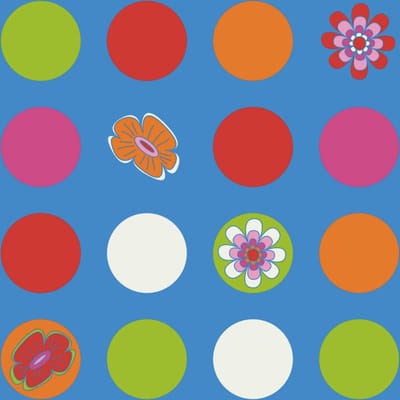 Bluuming Affairs - Kinderbehang- Bloemen - Stippen - Behang - Kinderkamer - Blauw - 0,53 x 10 M.