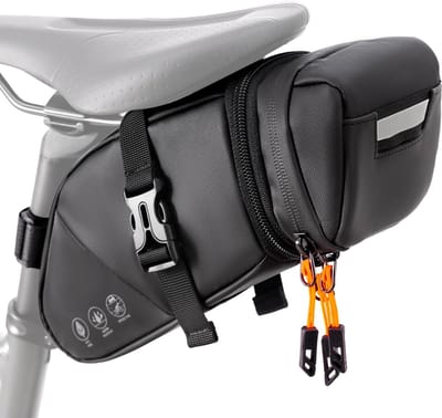 Fietszadeltas waterdicht - Uitbreidbaar tot 2 liter - Reflecterend - Onder de zitting - Voor fietsen en reizen