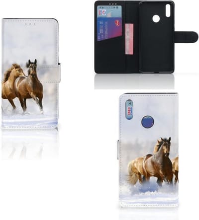 Huawei Y7 (2019) Telefoonhoesje met Pasjes Paarden