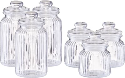 Zeller - Keuken food voorraadpotten glas - Inhoud 600/1200 ml - Set 6x