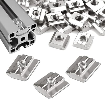 60 Stuks M8 Groefmoeren voor T-Groef Rail, Carbon Staal, Sliding Nuts, Geschikt voor Aluminium Profiel en Extrusie Slot