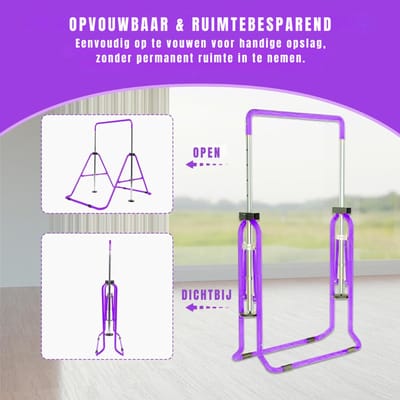 SAVI® Duikelrek - Rekstok - Turnrek - Verstelbare Hoogte - Opvoubaar - Paars - 149cm x 110cm x 130cm