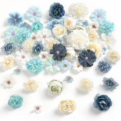 Grote Kunstbloemen Mix 2-8 cm - 50 Stuks - Blauw & Wit - Kasey