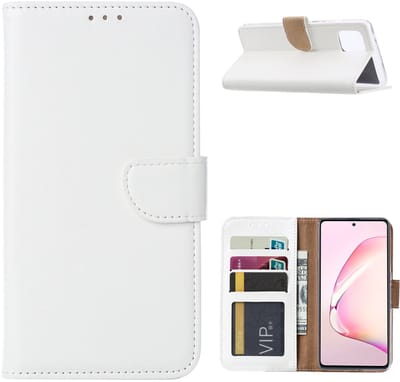 Hoesje Geschikt Voor Samsung Galaxy Note 10 Lite Hoesje met Pasjeshouder - Wit