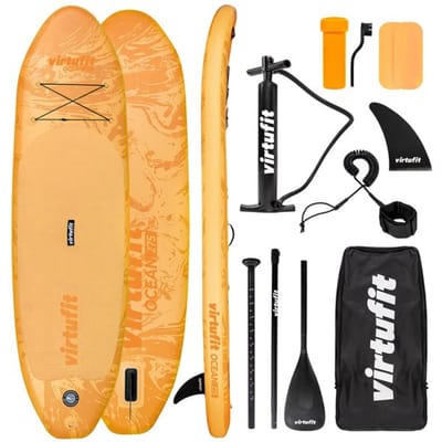 VirtuFit Ocean Opblaasbaar SUP Board 275 cm - Max. 150 kg - Complete Set - Inclusief Pomp, Peddel, Draagtas, Accessoires & GoPro-mount - Stand Up Paddle Board - Oranje