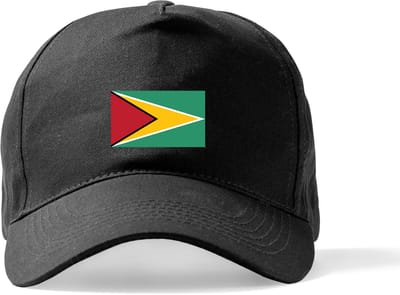 Zwarte Pet Beechfield met Wereldvlaggen, land Guyana klittenbandsluiting