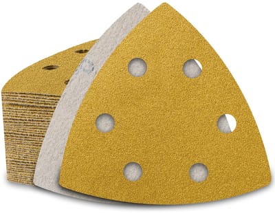 Schuurpapier, driehoekige schuurmachine, 6 gaten, 93 x 93 x 93 mm, korrelgrootte 180, voor hout, metaal, 60 stuks