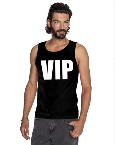 VIP tekst singlet shirt/ tanktop zwart heren S