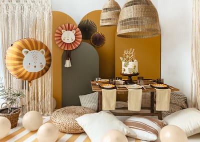 PartyDeco - Decoratieve rozetten leeuw - 3 stuks