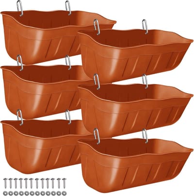 Hangende Voederbak - Voer Dispenser - Pluimvee Voeren - Eenvoudige Installatie - 35 Liter 6-Pack - Terracotta