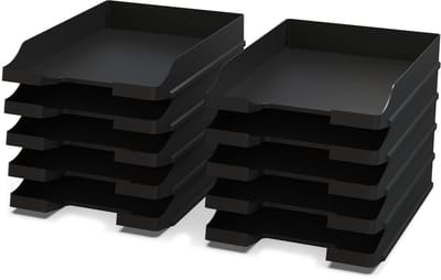 Unyqoos® Set van 20 stapelbare zwarte documenthouders voor A4 papierorganisatie