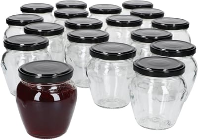 Set van 20 jampotjes Vaso Orcio 212ml + To63 deksel zwart