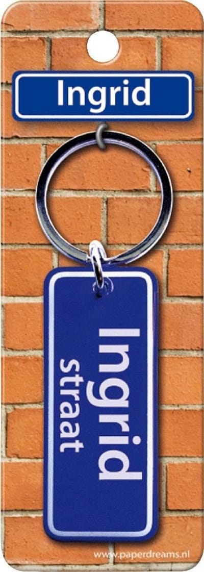 Paper Dreams Sleutelhanger Straatnaam Ingrid 9 Cm Staal Blauw
