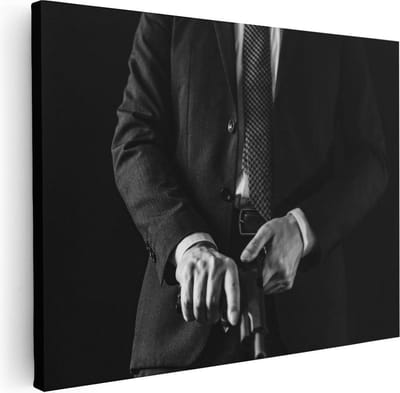 Artaza Canvas Schilderij Gangster Pak - 40x30 cm - Klein - Muurdecoratie Maffia - Wanddecoratie Mannen - Kamer Accessoires