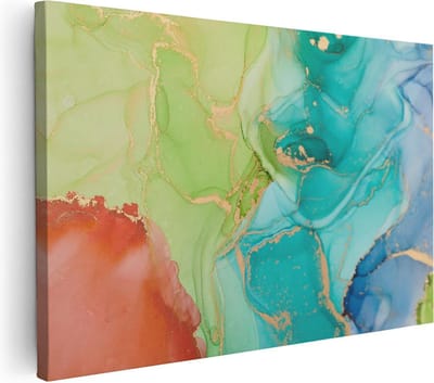 Artaza Canvas Schilderij Abstract - 90x60 cm - Wanddecoratie Goud - Muurdecoratie Marmereffect - Schilderijen Op Canvas