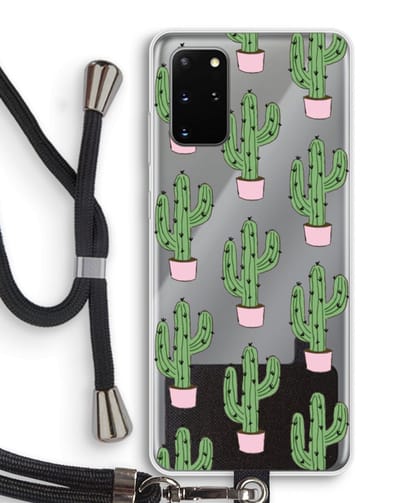 Case Company® - Hoesje met koord geschikt voor Samsung Galaxy S20 Plus hoesje met Koord - Cactus Lover - Telefoonhoesje met Zwart Koord - Bescherming aan alle Kanten en Over de Schermrand