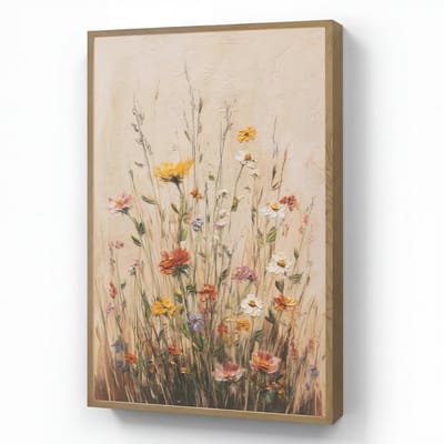 Wandlamp 60x90 cm - Oplaadbaar - Wilde bloemen - Penseelstreken - Rustgevend - Wandlampen binnen woonkamer - Slaapkamer lamp - Decoratieve nachtlamp - Vloerlamp draadloos