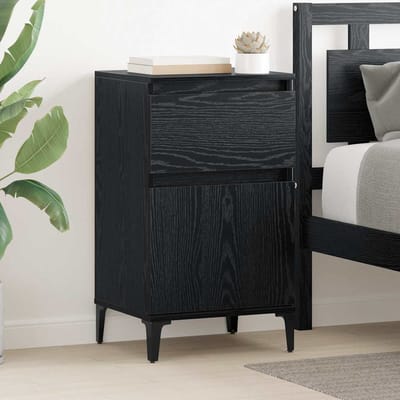 vidaXL - Nachtkastje - Zwart - Eiken - 40 - x - 35 - x - 70 - cm - Bewerkt - hout