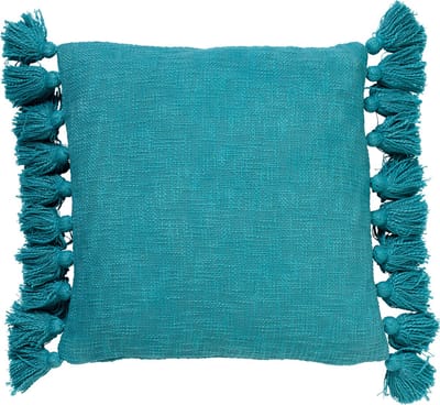Dutch Decor RUBY - sierkussen 45x45 cm - 100% katoen - met flosjes - Aquarelle - blauw - Inclusief binnenkussen - Luxe kussens voor woonkamer & bank