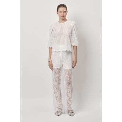 Dante6 Shiloh Straight Leg Lace Pants Milk White Maat: 34 | Wijde Broeken Outlet | Dames | Wit