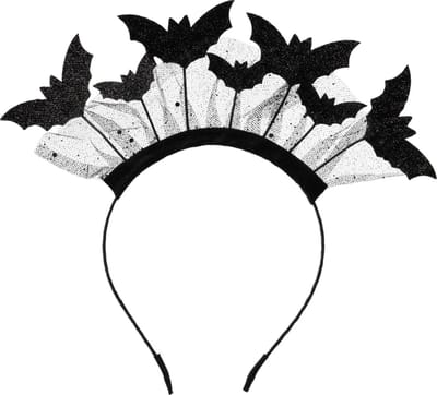PartyDeco vleermuizen verkleed diadeem/tiara - zwart - kunststof - Halloween thema