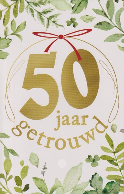 Wenskaart 50 jaar Getrouwd - Gefeliciteerd - Prachtige luxe dubbele kaart met envelop Huwelijk - Gratis verzonden - D18179