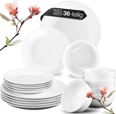 Moritz & Moritz BASIC 36-delig Serviesset 12 Persoons Wit - Porselein Servies