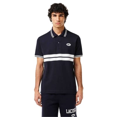 Lacoste Heren Gestreept Premium Katoenen Poloshirt (Zwart)