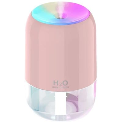 Humidificateur USB avec lumière LED, diffuseur d'arôme, purificateur d'air, brumisateur, désodorisant pour chambre à coucher, maison, voiture, bureau rose
