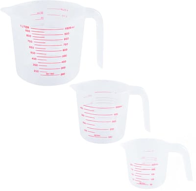 Maatbeker Set - 3-Delig - Maatbekers - Maatkannen - 250 ml - 500 ml - 1000 ml - Kunststof - Stapelbaar - Transparant