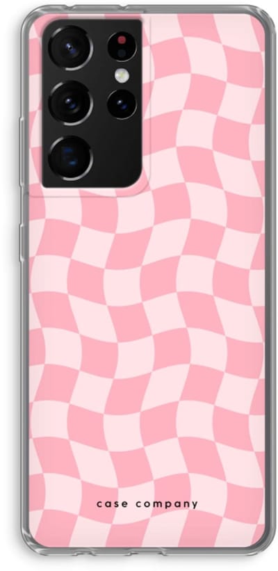 Case Company® - Hoesje geschikt voor Samsung Galaxy S21 Ultra hoesje - Grid Roos - Soft Cover Telefoonhoesje - Bescherming aan alle Kanten en Schermrand