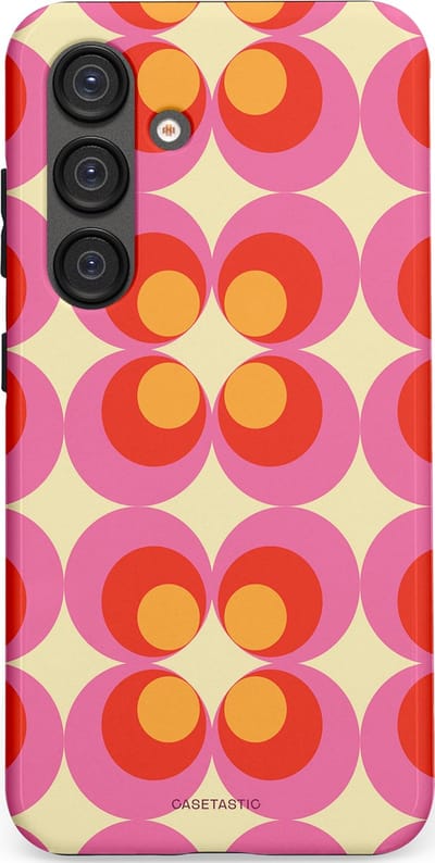 Casetastic hoesje geschikt voor Samsung Galaxy S25 - Dubbellaagse bescherming - Circle boogie - Fashion Case - Roze Rood Zand Okergeel