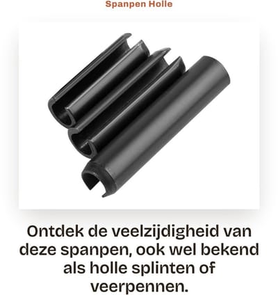 Dailygoods- Spanpen M6 x 35 mm - Holle Veerpennen - Bevestigingselementen - Mangaanstaal - 20 Stuks - Cilindrisch Ontwerp - Groefpen