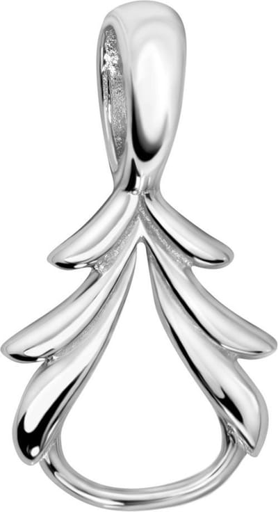 Quiges – 925 - Zilver – Charm - Bedel - Hanger - Carrier Vorm Kerstboom Abstract - met – sterling - zilver - karabijnslot - geschikt - voor - Bedelarmband HC379