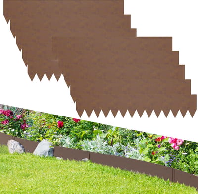 Froadp Roestkleur 10m x 20cm Verzinkte Metalen Rasenkant, Flexibele Grasmaairand met Klemmen, Weerbestendig & Roestvrij, Eenvoudig te Installeren