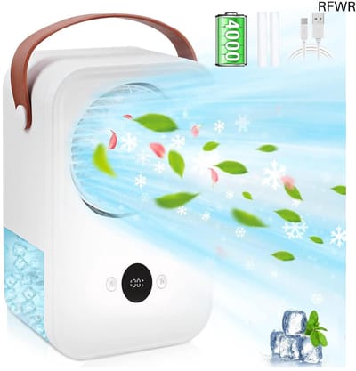 RFWR® 4-in-1 Draagbare Airconditioner met Aromatherapie - Mini Luchtkoeler en Ventilator met 4 Standen voor Thuis, Kantoor en Camping