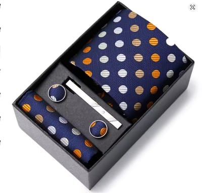 Actie4you® - Luxe Stropdas - Stropdas Set met Manchetknopen en Pochet en Dasspeld – Met Geschenkdoos – 4 Delig – Stropdas Set – Kleur Stippen