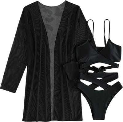 Bovista Bikini Set Dames - Strandjurk - Volwassenen - Strandtuniek - Blouse - Zwart - Maat S