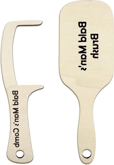 2 Stuks Kam en Borstel voor Kaal Hoofd, Unieke Styling Tool voor Mannen, Grappig Cadeau voor Vriend of Grootvader
