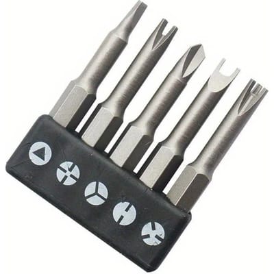 Jeu de 5 tournevis magnétiques Y U Forme Triangle Trois Points Embout de tournevis de sécurité Outil de réparation Accessoires pour perceuse électrique grise