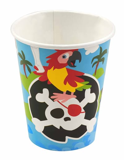 RIETHMULLER - 8 piraten kartonnen bekers 250 ml voor kinderfeestje