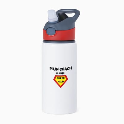 Hacebo® - mijn coach is mijn superheld waterfles met rietje rood - Coach - super coach - sport - verjaardag - cadeautje voor coach - coach artikelen - kado - geschenk - water fles - 650ML