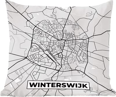 Sierkussens - Kussentjes Woonkamer - 60x60 cm - Stadskaart - Winterswijk - Grijs - Wit