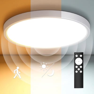 Dimbare LED Plafondlamp met Bewegingsmelder en Afstandsbediening - Perfect voor Badkamer, Hal, Garage en Balkon - 28W 2800LM IP54 4000K