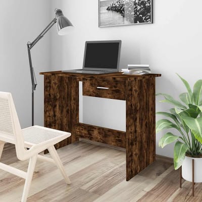 vidaXL - Bureau - 100x50x76 - cm - bewerkt - hout - gerookt - eikenkleurig